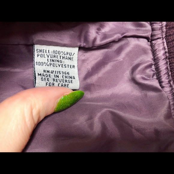 Purple Vegan Leather Puff Sleeve Jacket - Picture 5 of 7